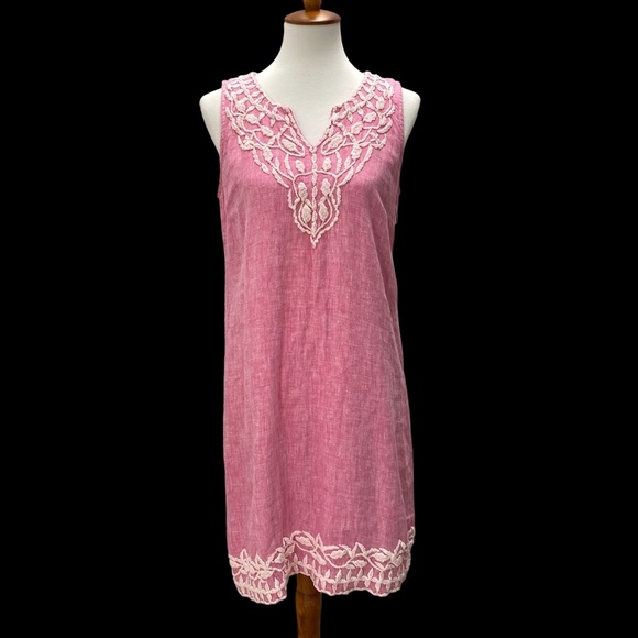 Original Robert Roller Rabbit Dress Sleeveless Pink Embroidered Side Zip Small - Picture 14 of 15